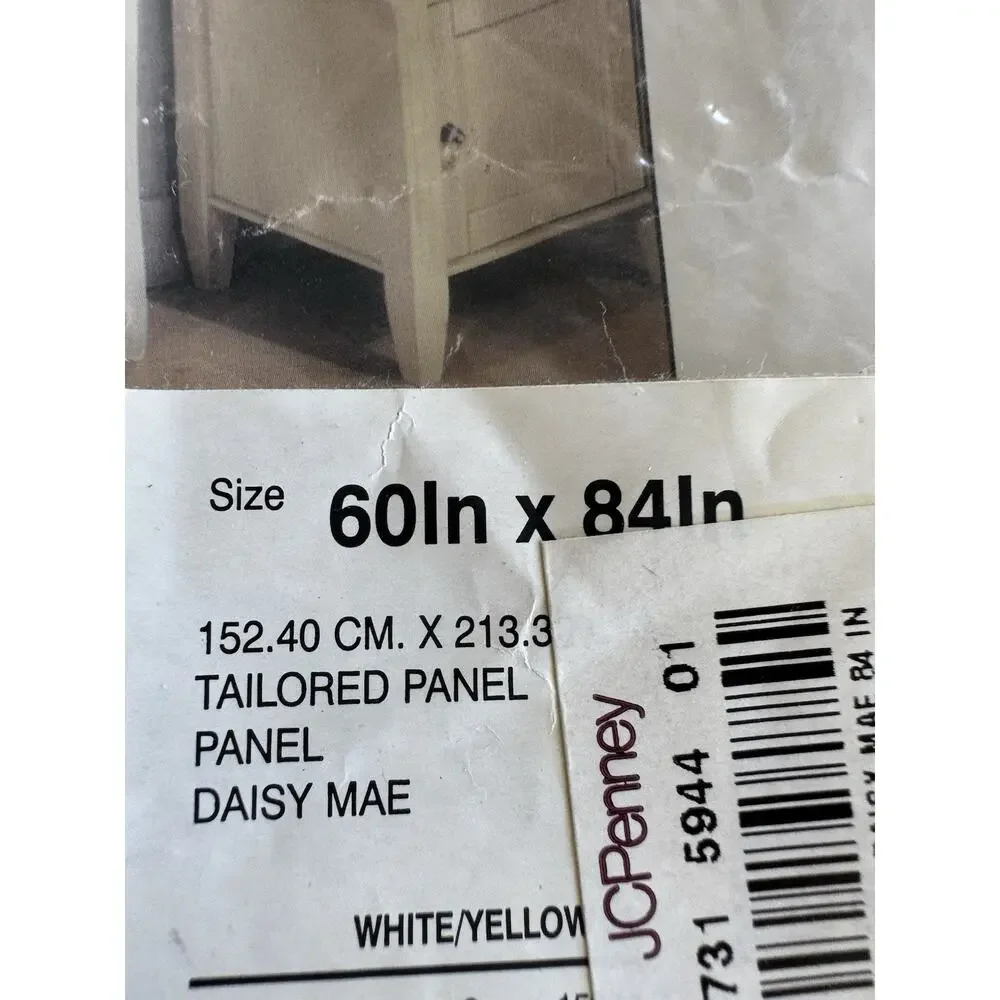 Vintage Lorraine Home Fashions Daisy Window Panel 60 x 84 White Yellow Sheer New